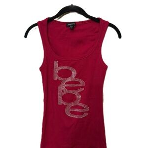 Bebe Vintage Y2K Women's Vibrant Red Beaded Tank Top